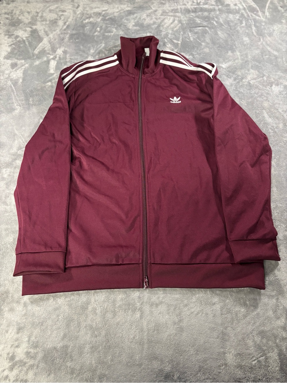 adidas Maroon Track Jacket with White Stripes